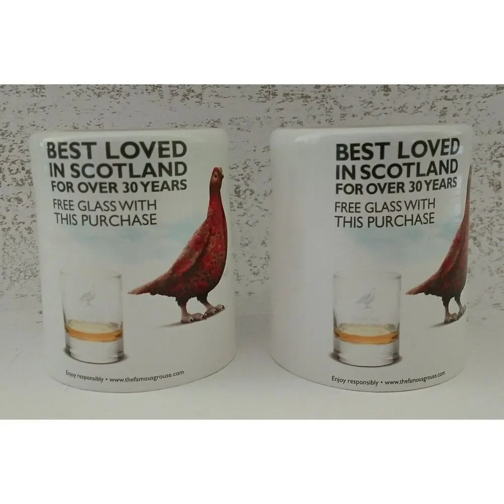NEW Set of 2 The Famous Grouse Collectible Whiskey Glasses Etched Design 6 Oz